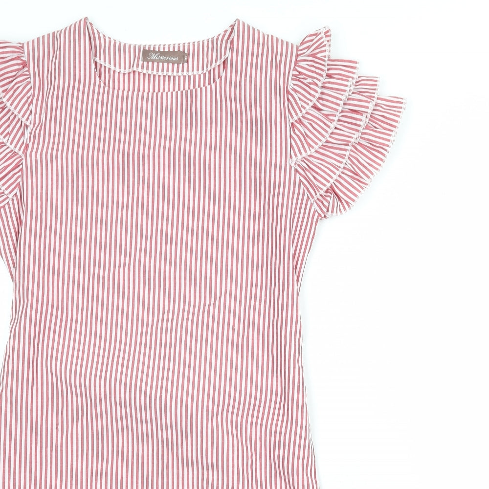 Misstorious Womens Red Striped Polyester A-Line Size M Round Neck Zip - Size M-L