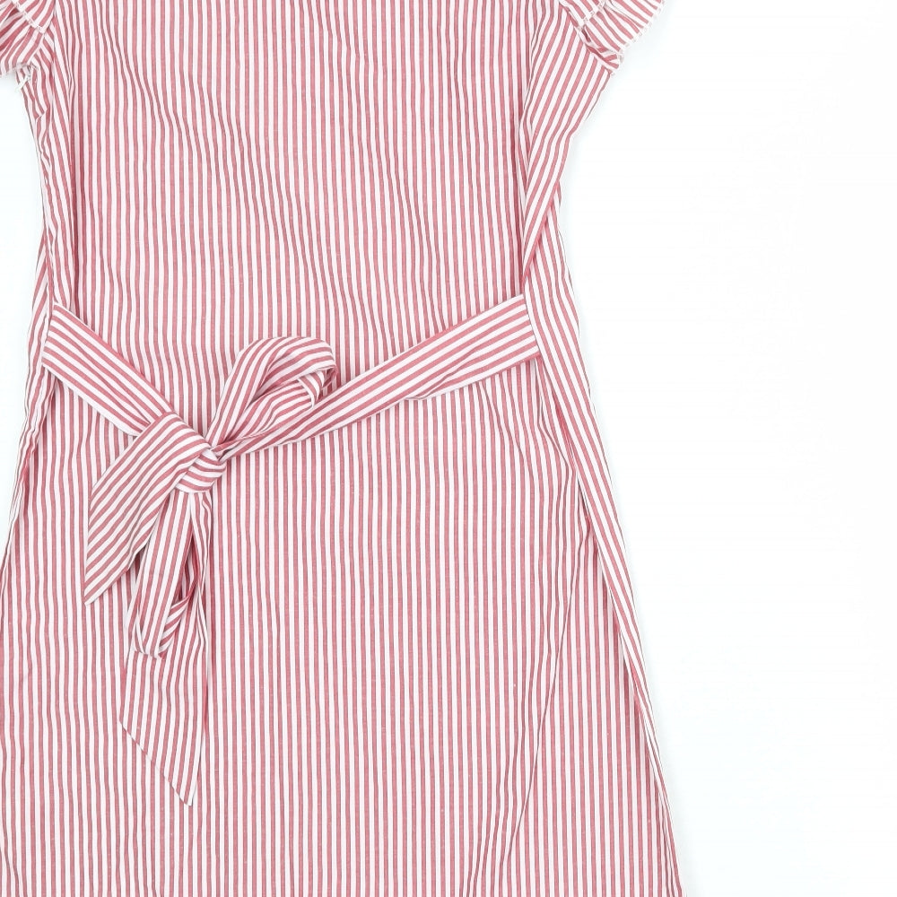 Misstorious Womens Red Striped Polyester A-Line Size M Round Neck Zip - Size M-L