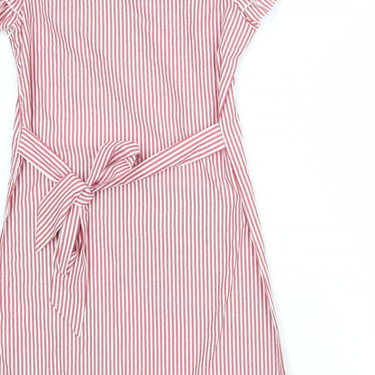 Misstorious Womens Red Striped Polyester A-Line Size M Round Neck Zip - Size M-L