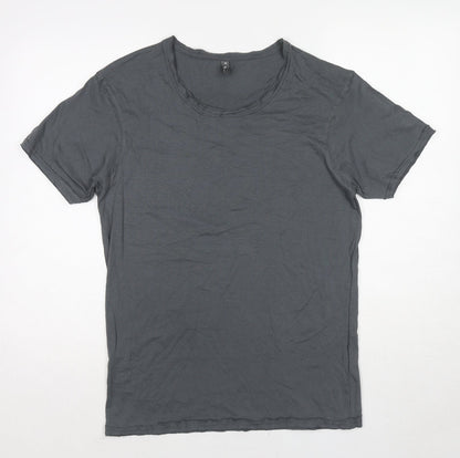 Fanshirt Womens Grey Cotton Basic T-Shirt Size M Round Neck