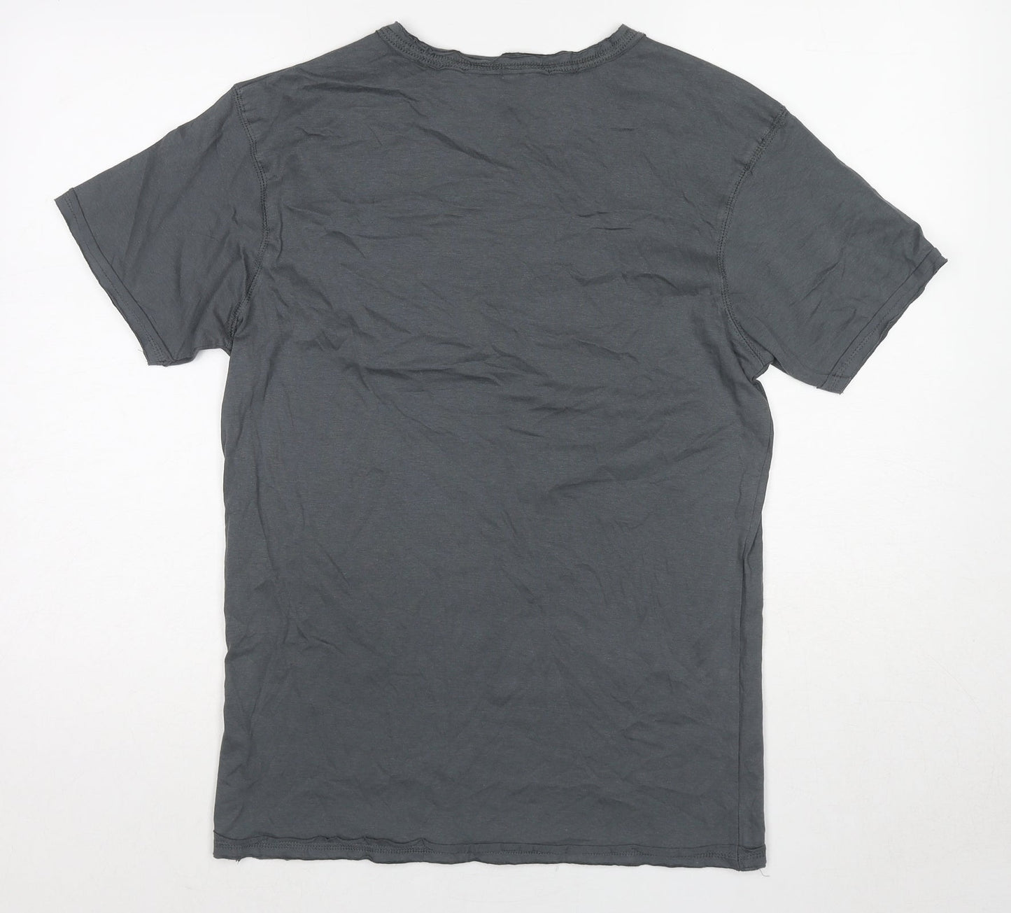 Fanshirt Womens Grey Cotton Basic T-Shirt Size M Round Neck