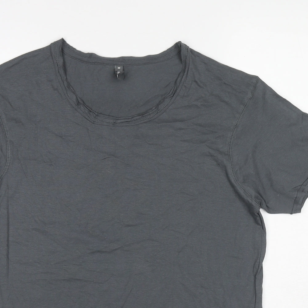 Fanshirt Womens Grey Cotton Basic T-Shirt Size M Round Neck