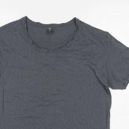 Fanshirt Womens Grey Cotton Basic T-Shirt Size M Round Neck