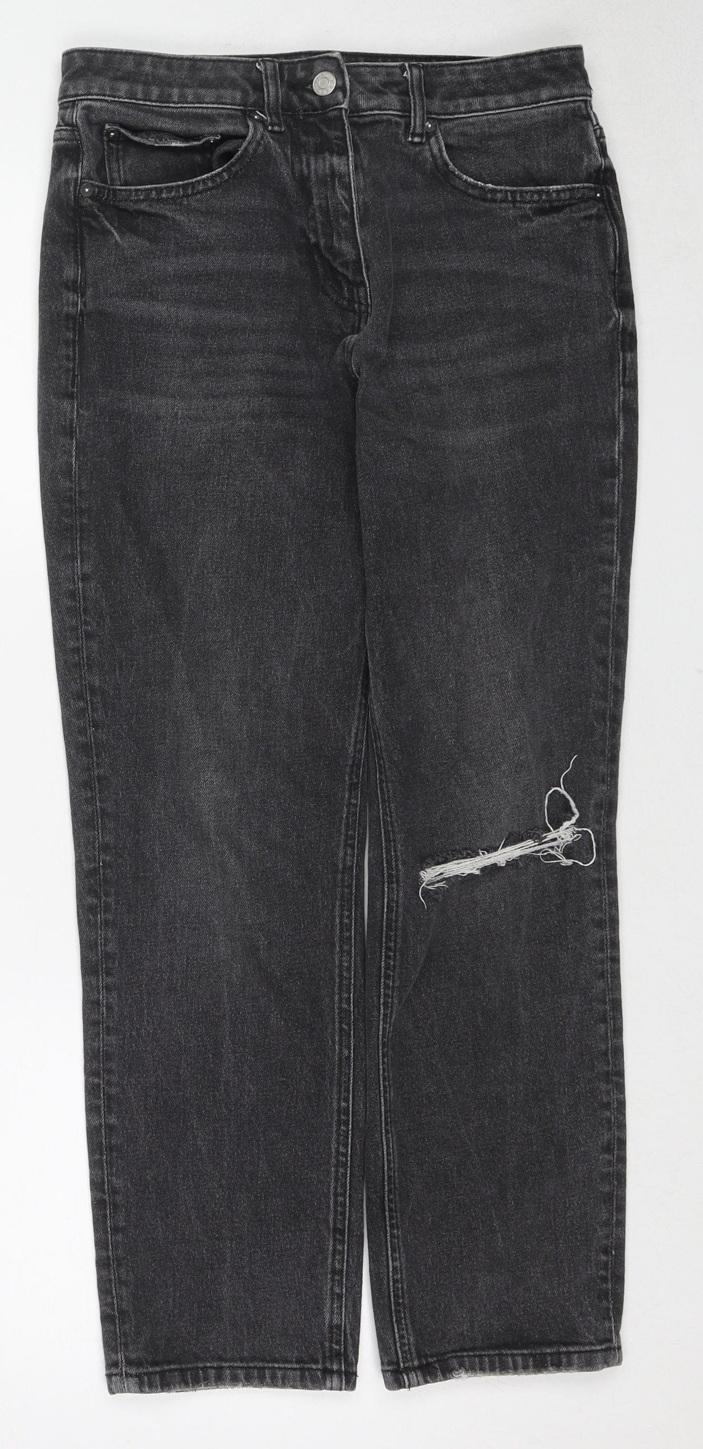 NEXT Womens Black Cotton Straight Jeans Size 10 Regular