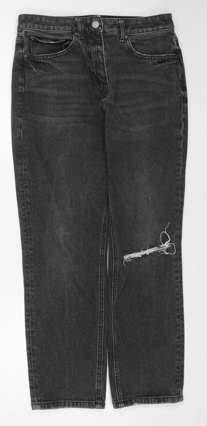 NEXT Womens Black Cotton Straight Jeans Size 10 Regular