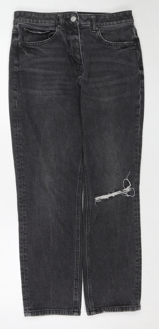 NEXT Womens Black Cotton Straight Jeans Size 10 Regular