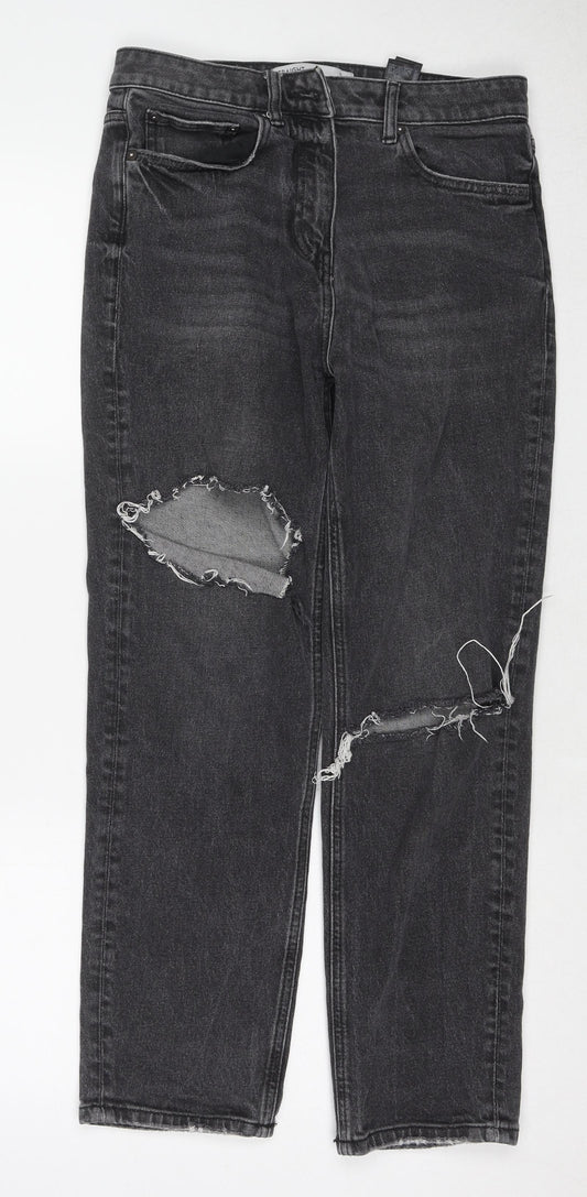 NEXT Womens Black Cotton Straight Jeans Size 10 Regular Button