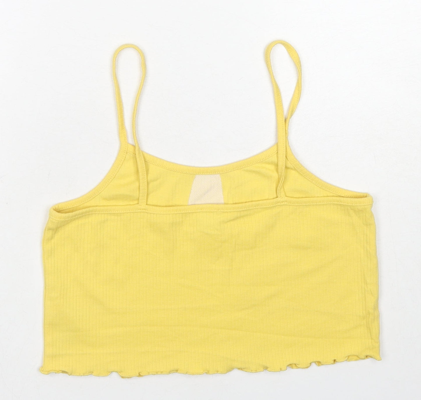 River Island Girls Yellow Cotton Cropped Tank Size 13-14 Years Round Neck Pullover - Love