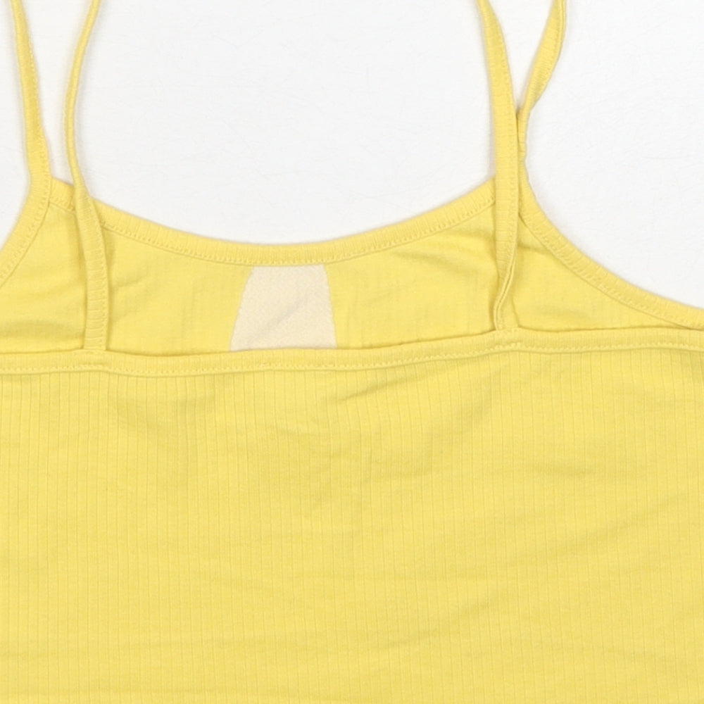 River Island Girls Yellow Cotton Cropped Tank Size 13-14 Years Round Neck Pullover - Love