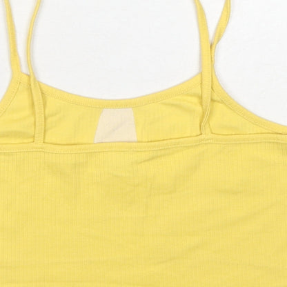 River Island Girls Yellow Cotton Cropped Tank Size 13-14 Years Round Neck Pullover - Love