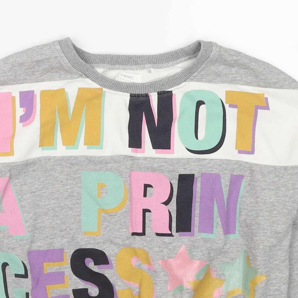 NEXT Girls Grey Cotton Pullover Sweatshirt Size 11 Years Pullover - I'm Not A Princess