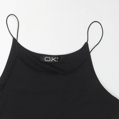 O.K. Womens Black Polyester Camisole Tank Size M Scoop Neck - Size M-L