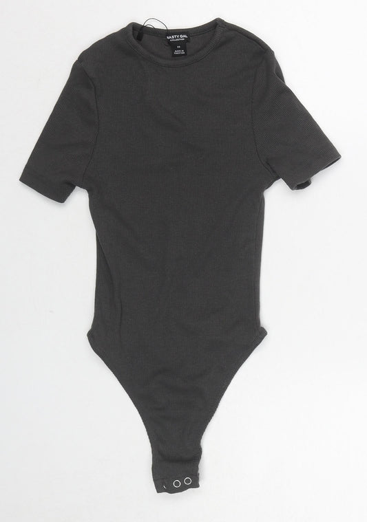 Nasty Gal Womens Grey Cotton Bodysuit One-Piece Size XS Snap