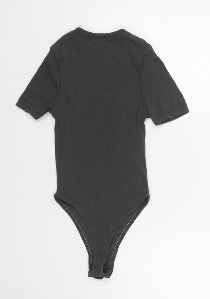 Nasty Gal Womens Grey Cotton Bodysuit One-Piece Size XS Snap