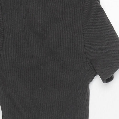 Nasty Gal Womens Grey Cotton Bodysuit One-Piece Size XS Snap