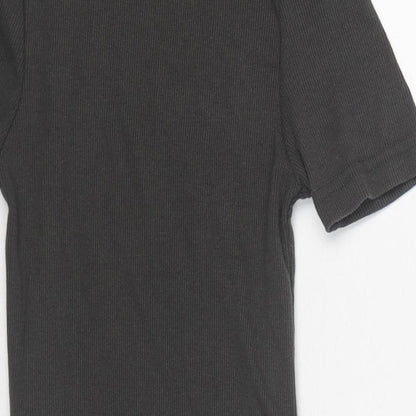 Nasty Gal Womens Grey Cotton Bodysuit One-Piece Size XS Snap