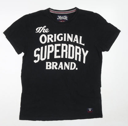 Superdry Mens Black Cotton T-Shirt Size 2XL Round Neck