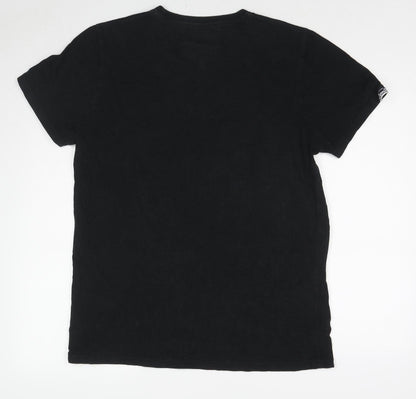 Superdry Mens Black Cotton T-Shirt Size 2XL Round Neck