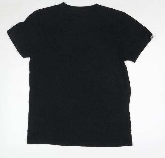 Superdry Mens Black Cotton T-Shirt Size 2XL Round Neck