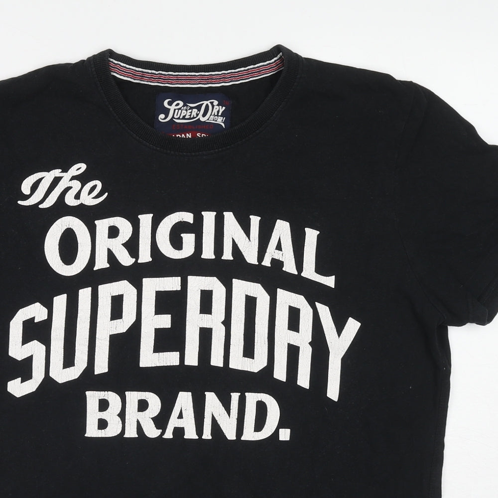 Superdry Mens Black Cotton T-Shirt Size 2XL Round Neck