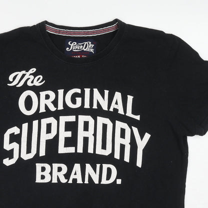 Superdry Mens Black Cotton T-Shirt Size 2XL Round Neck
