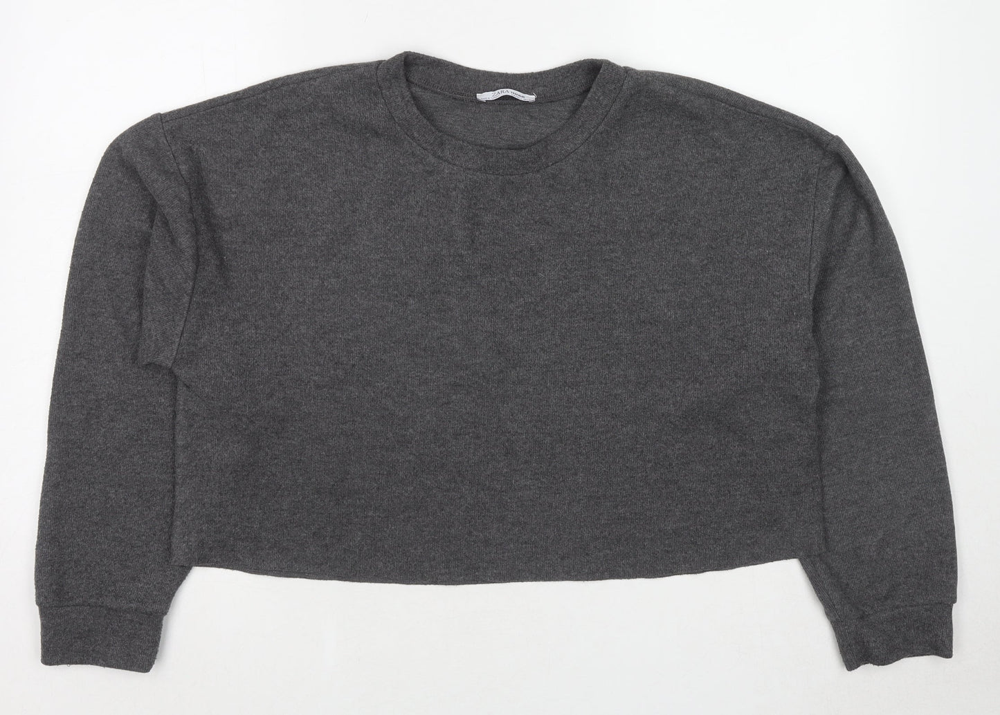 Zara Womens Grey Polyester Pullover Sweatshirt Size L Pullover