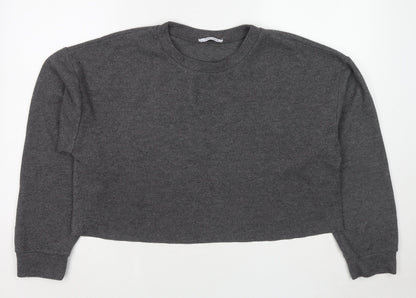 Zara Womens Grey Polyester Pullover Sweatshirt Size L Pullover