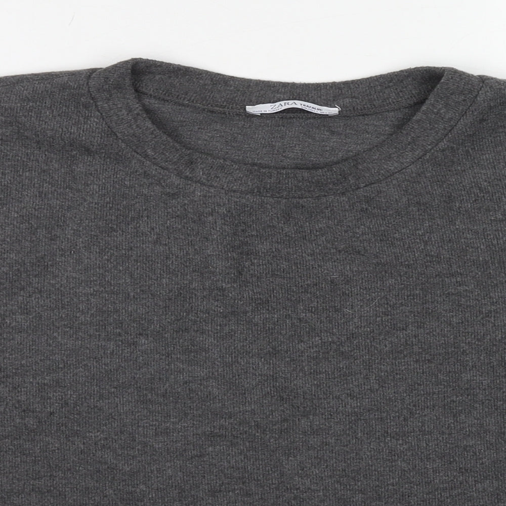 Zara Womens Grey Polyester Pullover Sweatshirt Size L Pullover