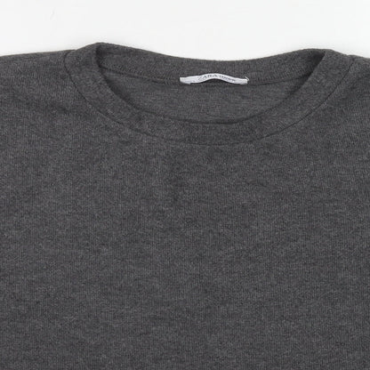 Zara Womens Grey Polyester Pullover Sweatshirt Size L Pullover