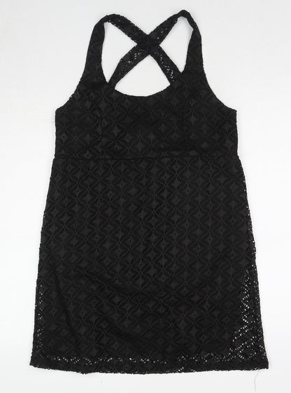 MaterialGirl Womens Black Polyester Basic Tank Size L Round Neck