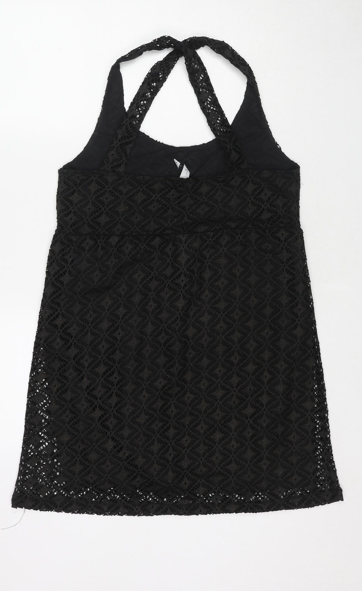 MaterialGirl Womens Black Polyester Basic Tank Size L Round Neck