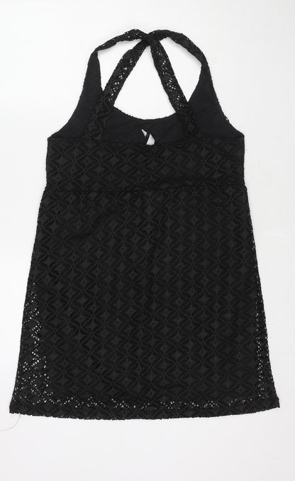 MaterialGirl Womens Black Polyester Basic Tank Size L Round Neck