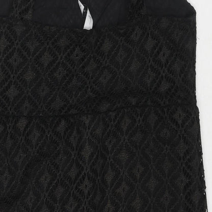 MaterialGirl Womens Black Polyester Basic Tank Size L Round Neck
