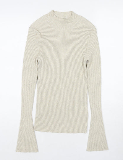 Autograph Womens Beige Round Neck Viscose Pullover Jumper Size 10