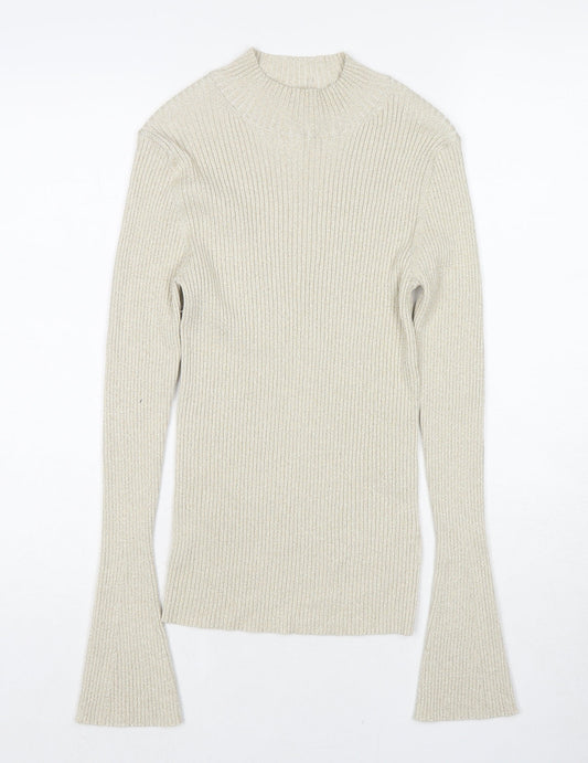 Autograph Womens Beige Round Neck Viscose Pullover Jumper Size 10