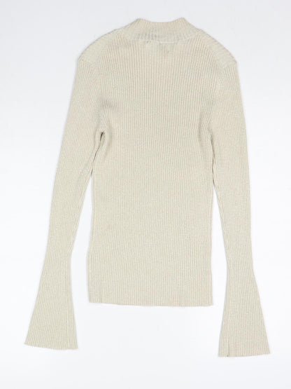 Autograph Womens Beige Round Neck Viscose Pullover Jumper Size 10