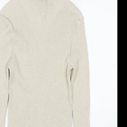 Autograph Womens Beige Round Neck Viscose Pullover Jumper Size 10