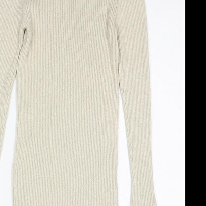 Autograph Womens Beige Round Neck Viscose Pullover Jumper Size 10