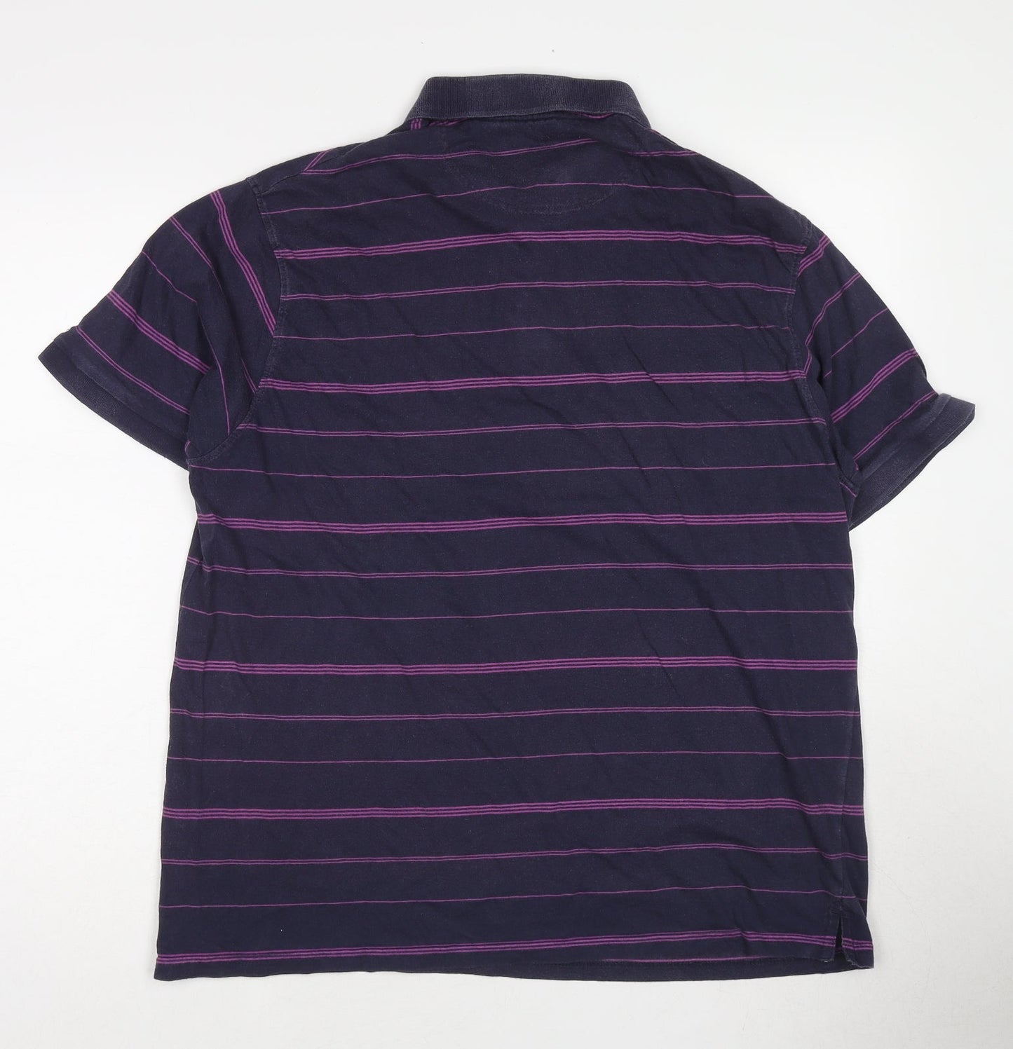 EWM Mens Purple Striped Cotton Polo Size L Collared Pullover