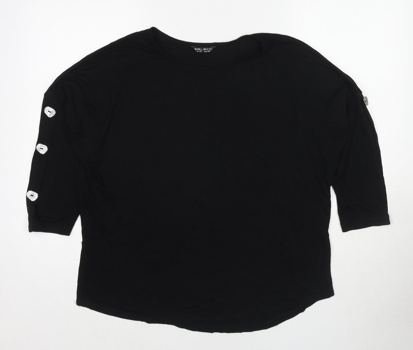 Womens UK Size 12 Selected Black Basic T-Shirt