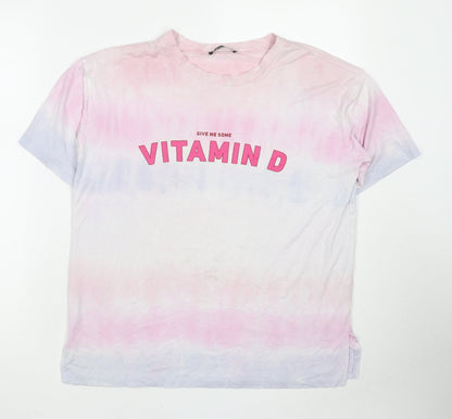 Womens UK Size M Selected Multicoloured Basic T-Shirt