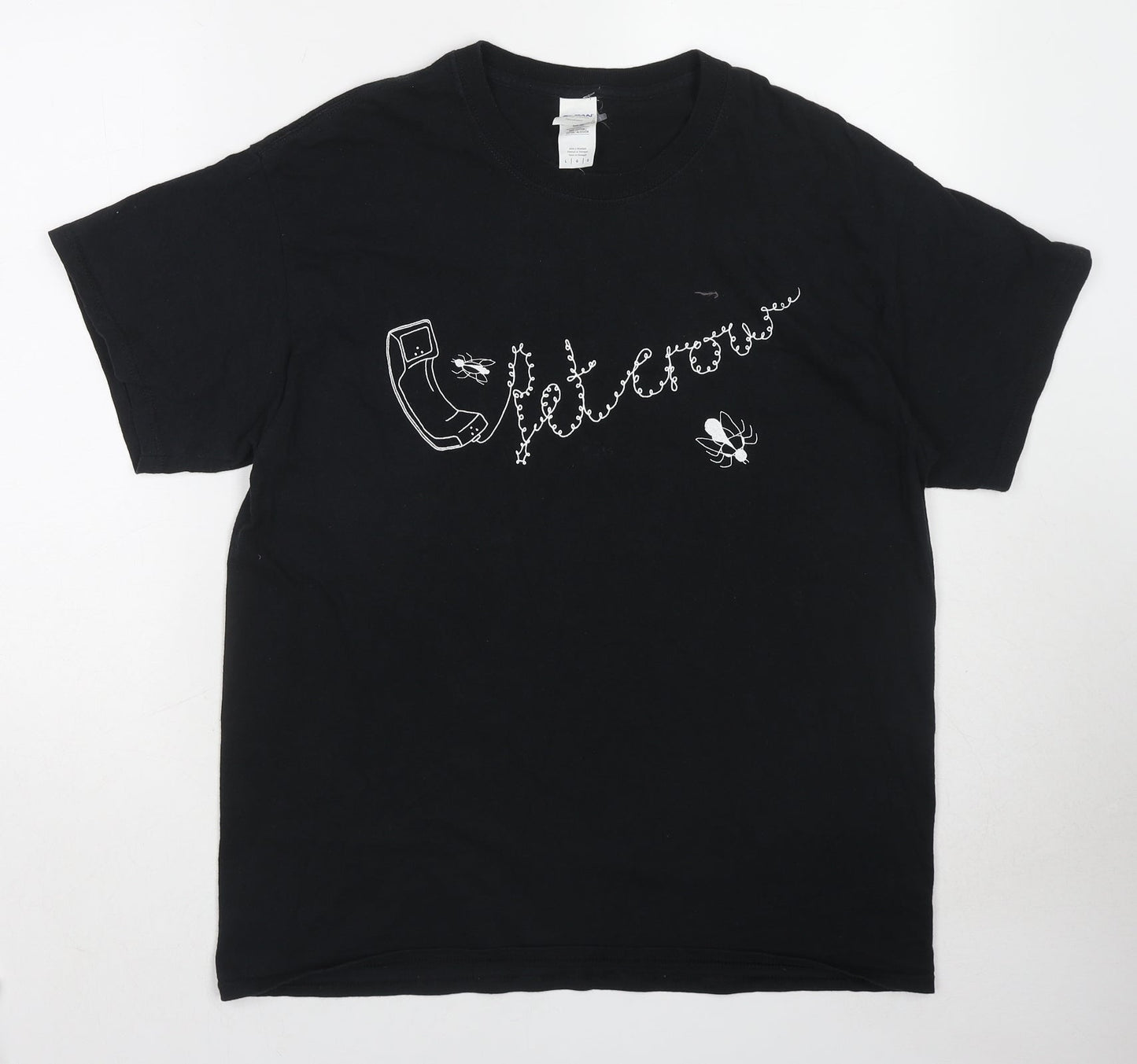 Womens UK Size M Gildan Black Basic T-Shirt
