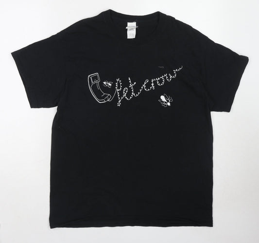 Womens UK Size M Gildan Black Basic T-Shirt