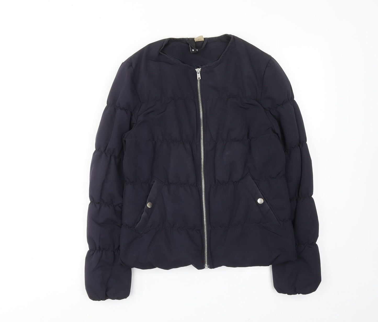 Womens UK Size 8 H&M Blue Quilted Coat