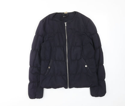 Womens UK Size 8 H&M Blue Quilted Coat