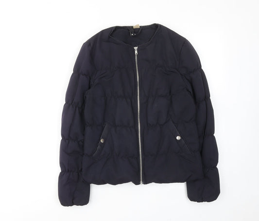 Womens UK Size 8 H&M Blue Quilted Coat