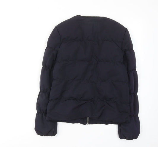 Womens UK Size 8 H&M Blue Quilted Coat