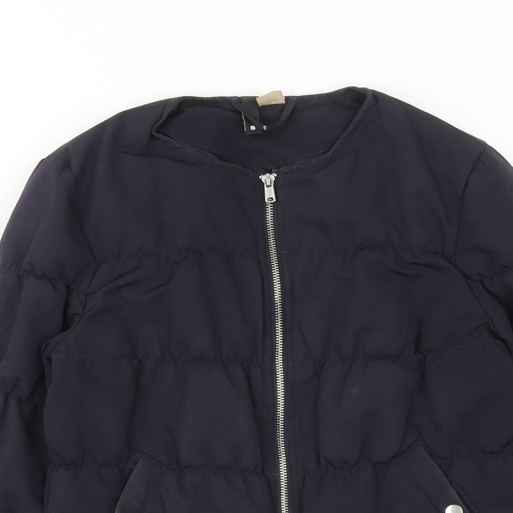 Womens UK Size 8 H&M Blue Quilted Coat