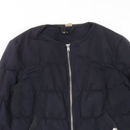 Womens UK Size 8 H&M Blue Quilted Coat