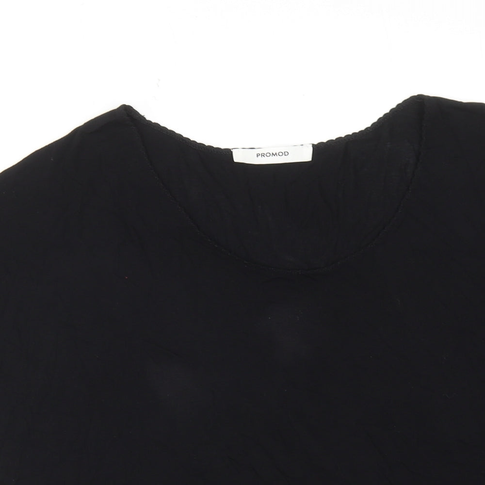 Promod Womens Black Viscose Basic T-Shirt Size M Scoop Neck